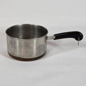 Vintage Retro Stainless Steel Copper Bottom Measuring Cup - 1 CUP - Black Handle
